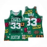 Maglia Boston Celtics Larry Bird NO 33 Slap Sticker Mitchell & Ness 1985-86 Verde