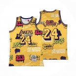 Maglia Los Angeles Lakers Kobe Bryant NO 24 Slap Sticker Mitchell & Ness 1996-97 Giallo
