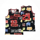 Maglia Chicago Bulls Michael Jordan NO 23 Slap Sticker Mitchell & Ness 1997-98 Nero